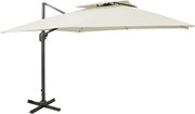 vidaXL Umbrelă de grădină cu consolă și blat dublu, 300x300 cm, culoare nisip