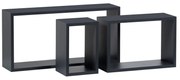 Set etajere de perete P-009, gri mat, set 3 buc.
