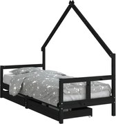 vidaXL Cadru pat copii cu sertare, negru, 80x200 cm, lemn masiv de pin