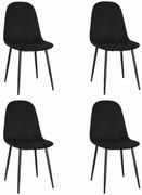 Set 4 Scaune Bucatarie/Dining Caddo Catifea Neagra