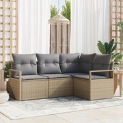 vidaXL Set de canapele pentru grădină 4 pcs Bej Rattan poli