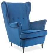 Fotoliu tapitat catifea Culoare Bleumarin / Wenge, LORD VELVET