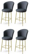 Set de scaune de bar Alte Anthracite și Auriu, 4buc., 4 buc