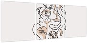 Tablou - Line art facials (cu ceas) (90x30 cm)