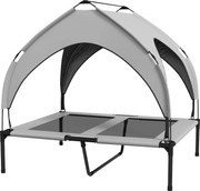 PawHut Pat pentru câini cu acoperiș, respirabil, rezistent la apă, până la 30 kg, 91 x 76 x 89 cm, Gri deschis | Aosom Romania