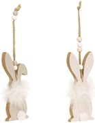 Iepuras din lemn suspendat FLUFFY BUNNY 12 cm - mai multe variante