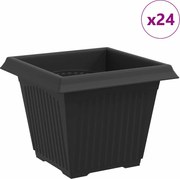 vidaXL Vază pătrată pentru flori 24 pcs Negru 33 x 33 x 26 cm Plastic