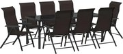 vidaXL Set de masă pentru grădină 9 pcs Cafea neagră