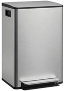 HOMCOM Coș de gunoi bucătărie 50L, coș cu pedală, găleată interioară detașabilă, capac cu închidere silențioasă, 41,7x36,6x62cm, argintiu | Aosom Romania