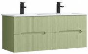 Trent 120 dulap de baie inferior cu chiuvetă ceramică 4 sertare, verde deschis