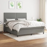 vidaXL Pat continental cu saltea, gri închis, 160x200 cm, țesătură