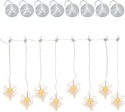 Perdea luminoasă de Crăciun, fulgi de zăpadă, 8 LED-uri, alb
