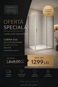 Cabina dus sticla securizata 6 mm, usa batanta, dimensiuni 80x100 cm