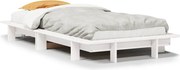 vidaXL Cadru de pat fără saltea, alb, 75x190 cm, lemn masiv de pin