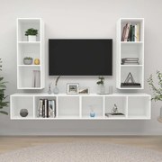 vidaXL Dulapuri TV suspendate, 4 buc. alb, lemn prelucrat