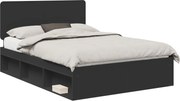 vidaXL Cadru de pat cu headboard Negru 140 x 200 cm Lemn de pin masiv