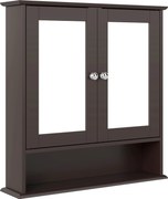 kleankin Dulap de baie cu oglindă Dulap de perete cu 2 uși Raft deschis Raft reglabil 56x13x58 cm Maro închis | Aosom Romania