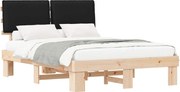 vidaXL Cadru de pat cu tăblie tapițată cu headboard Negru 160 x 200 cm