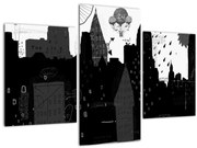 Tablou - Oraș cu inscripții și modele (90x60 cm)