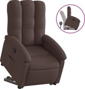 vidaXL Fotoliu rabatabil cu ridicare pe verticală, maro închis, textil