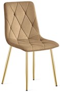 Scaun Bucatarie/Dining Fido Catifea  Maro Picioare Aurii