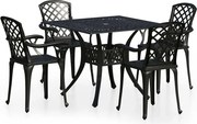 vidaXL Set mobilier bistro, 5 piese, negru, aluminiu turnat