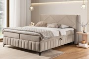 Pat boxspring Wasil 180x200 cu spațiu de depozitare - catifea bej hidrofobă Element 6