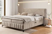 Pat boxspring Wasil 180x200 cu spațiu de depozitare - catifea bej hidrofobă Element 6