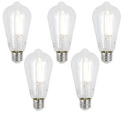 Set 5 becuri Becuri LED E27 reglabile ST64 transparente 7W 806lm 2700-6500K