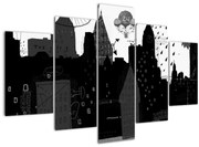 Tablou - Oraș cu inscripții și modele (150x105 cm)