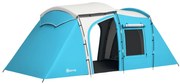 Outsunny Cort de camping familial 3-4 persoane 2 camere 4 uși și 4 ferestre, sac de transport, dim. 460L x 220l x 175H cm | Aosom Romania