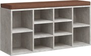 vidaXL Bancheta pantofar, gri beton, 103x30x48 cm, lemn compozit