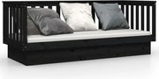 vidaXL Pat de zi, negru, 90x190 cm, lemn masiv de pin