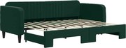 vidaXL Pat de zi cu extensie, verde închis, 80x200 cm, catifea