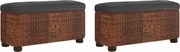 vidaXL Bănci de depozitare, 2 buc., cu pernă maro, 69 cm, papură