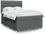 vidaXL Pat box spring cu saltea, gri închis, 140x190 cm, textil