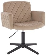HR802CROSS Scaun Latte din Catifea cu Bază Neagră