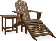 vidaXL Scaun de grădină Adirondack & otoman&masă maro, lemn masiv brad