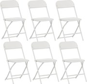 HOMCOM Set de 6 Scaune Pliabile din PP cu Orificii de Drenaj, Scaune Pliabile Salva-Spațiu Portabile din Oțel, Scaun Pliabil de Interior pentru Casă, Birou, Bucătărie, Evenimente, 45x49x79,5 cm, Alb | Aosom Romania