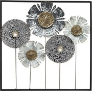 Decor de perete metalic FLORE, 50 x 50 cm