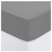 Cearsaf elastic Drap house, gri, bumbac, 160x200 cm