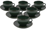 Set de 6 cești din ceramică cu farfurioare Linea210 ml, verde