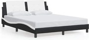 vidaXL Cadru de pat fără saltea, Zadar, negru/alb, 160x200 cm, piele ecologică