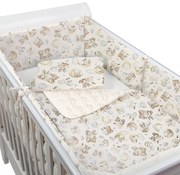 Set lenjerie matlasata 5 piese Kidizi Just Dreaming, include perna, plapumioara, cearceaf si 2 aparatori, culoare ecru