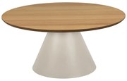 Măsuță de cafea crem/în culoare naturală rotundă cu blat cu aspect de lemn de stejar ø 85 cm Soli – Actona