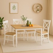 Set de luat masa 4x scaune + masă Catini KAMPALI - Alb