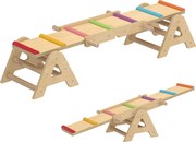 AIYAPLAY 2 în 1 Leagăn de Echilibru pentru Copii, Bârnă din Lemn, Leagăn 133 x 38 x 24 cm | Aosom Romania