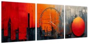 Tablou - Pictura abstractă a orașului (cu ceas) (90x30 cm)
