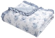 Cuvertură albă-albastră matlasată 220x230 cm Lucie Floral Frill – Catherine Lansfield
