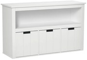 HOMCOM Bufet de Salon cu 3 Sertare Mobilizabile și Rafturi Deschise pentru Cărți Jucării Dulap Auxiliar de Depozitare pentru Dormitor Bucătărie 102x33x61,5 cm Alb | Aosom Romania